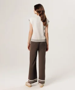 Pull Aurély manches courtes col V blanc écru