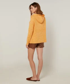 Pull Ayumi à capuche chiné jaune
