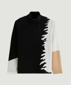 Pull Azalée, jacquard, col roulé noir