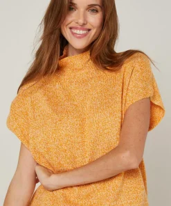 Pull Bachira col roulé sans manches jaune