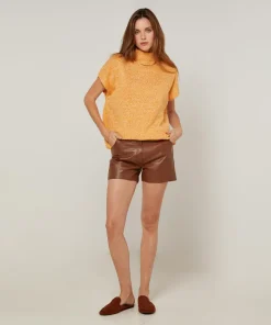 Pull Bachira col roulé sans manches jaune