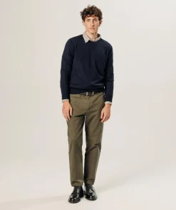 Pull Bertrand 100% laine col rond bleu nuit