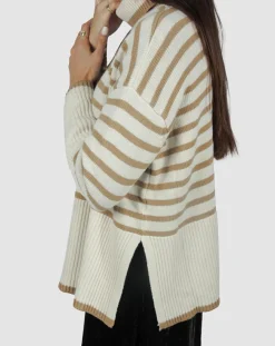 Pull Billie rayé camel