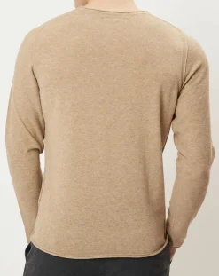 Pull bi-matière beige