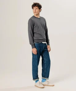 Pull Brice 100% laine col rond gris foncé