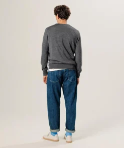 Pull Brice 100% laine col rond gris foncé