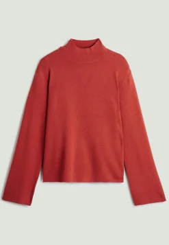 Pull Camélia col montant orange rouille
