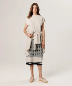 Pull Cerise manches courtes col monta blanc écru