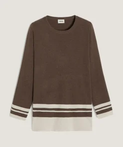 Pull Cheyenne rayures inférieures marron havane