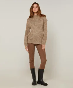 Pull chiné Leonarde col montant marron