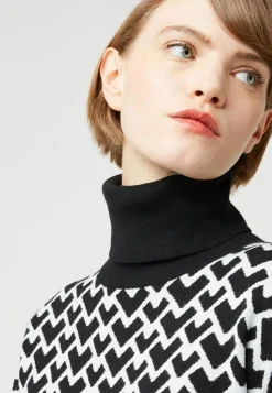 Pull Claire-Alix court jacquard col roulé noir