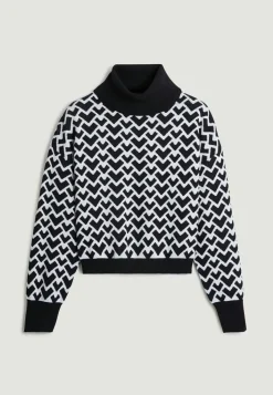 Pull Claire-Alix court jacquard col roulé noir