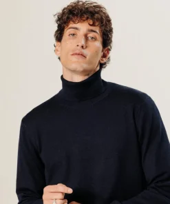 Pull Clément 100% laine col rond bleu nuit