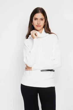 Pull col boule naturel