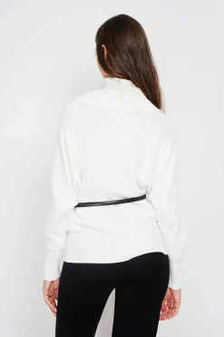 Pull col boule naturel