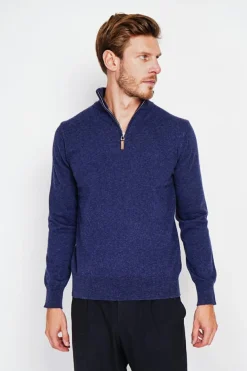 Pull col camionneur bleu nuit