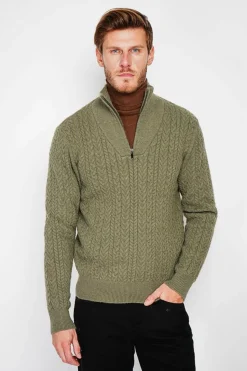 Pull col camionneur kaki