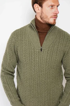 Pull col camionneur kaki