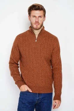 Pull col camionneur marron