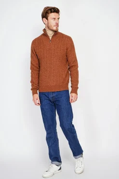 Pull col camionneur marron