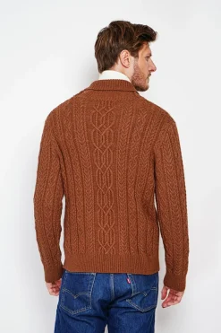 Pull col chale marron