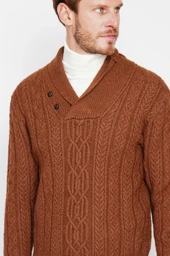 Pull col chale marron