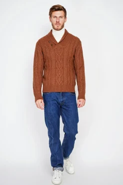 Pull col chale marron