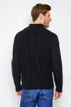 Pull col châle noir