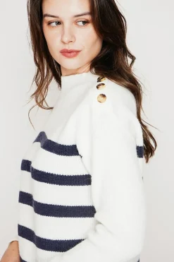 Pull col montant ajouré naturel