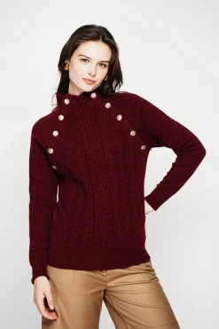Pull col montant bordeaux