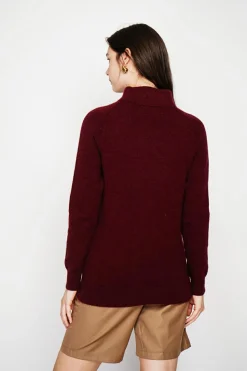 Pull col montant bordeaux