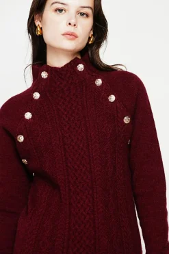 Pull col montant bordeaux