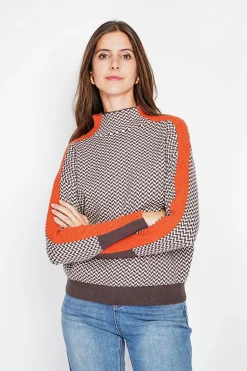 Pull col montant café