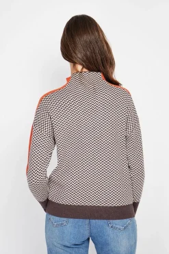 Pull col montant café