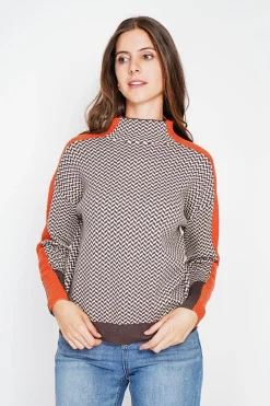 Pull col montant café