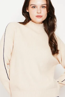 Pull col montant crème