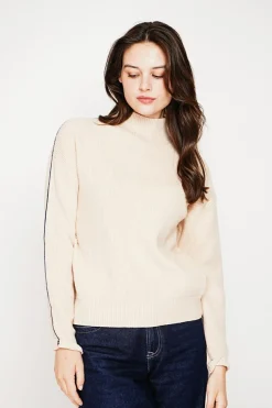 Pull col montant crème