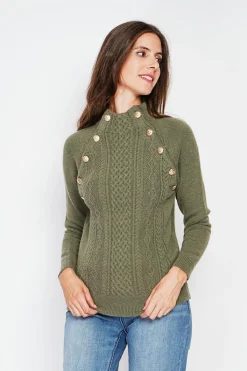 Pull col montant kaki