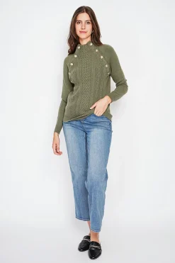 Pull col montant kaki