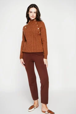 Pull col montant marron