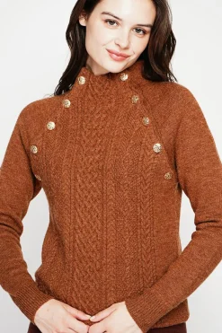 Pull col montant marron