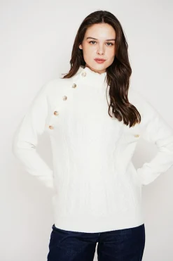 Pull col montant naturel