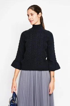 Pull col montant torsadé noir