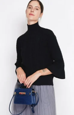 Pull col montant torsadé noir