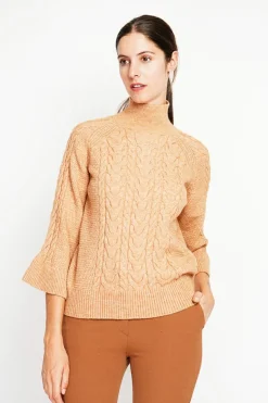 Pull col montant torsadé nougat