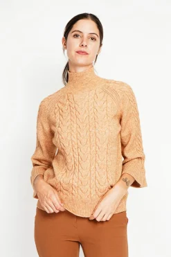Pull col montant torsadé nougat