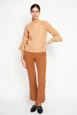 Pull col montant torsadé nougat