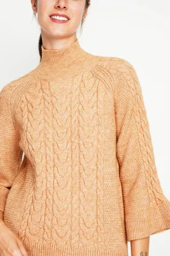 Pull col montant torsadé nougat