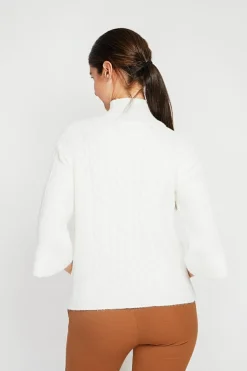 Pull col montant torsadé naturel