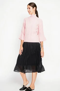 Pull col montant torsadé poudre